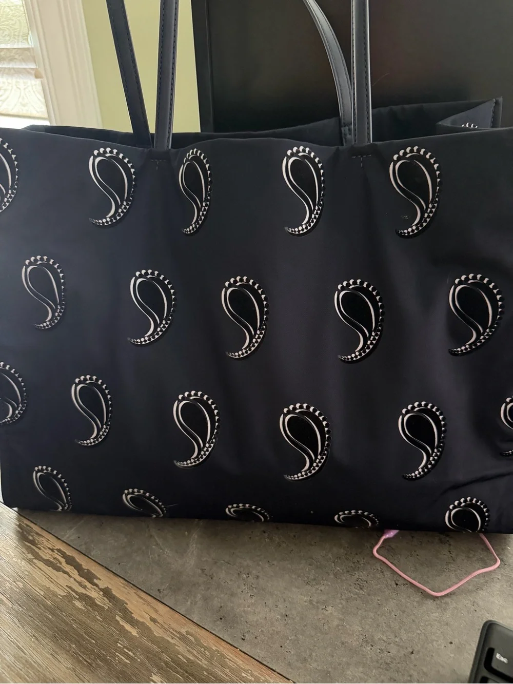 Tory Burch Black Paisley-Accent Tote